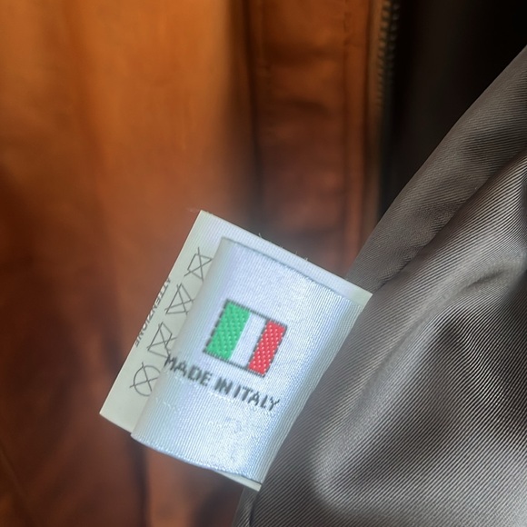 Italian Camel Leather‎ Zip Up Jacket Made by CURGÈ size Mens Large NWT #3 - Picture 5 of 7